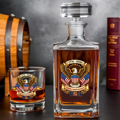 250th Eagle USA Whiskey Decanter Set, Patriotic Independence Day Gift THUC99