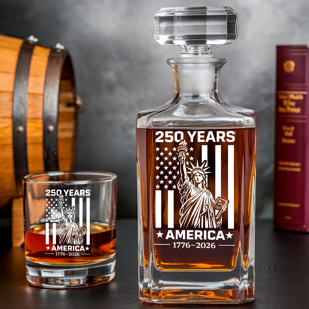 Personalized 250 Years America Whiskey Decanter Set 1776–2026 THUC99