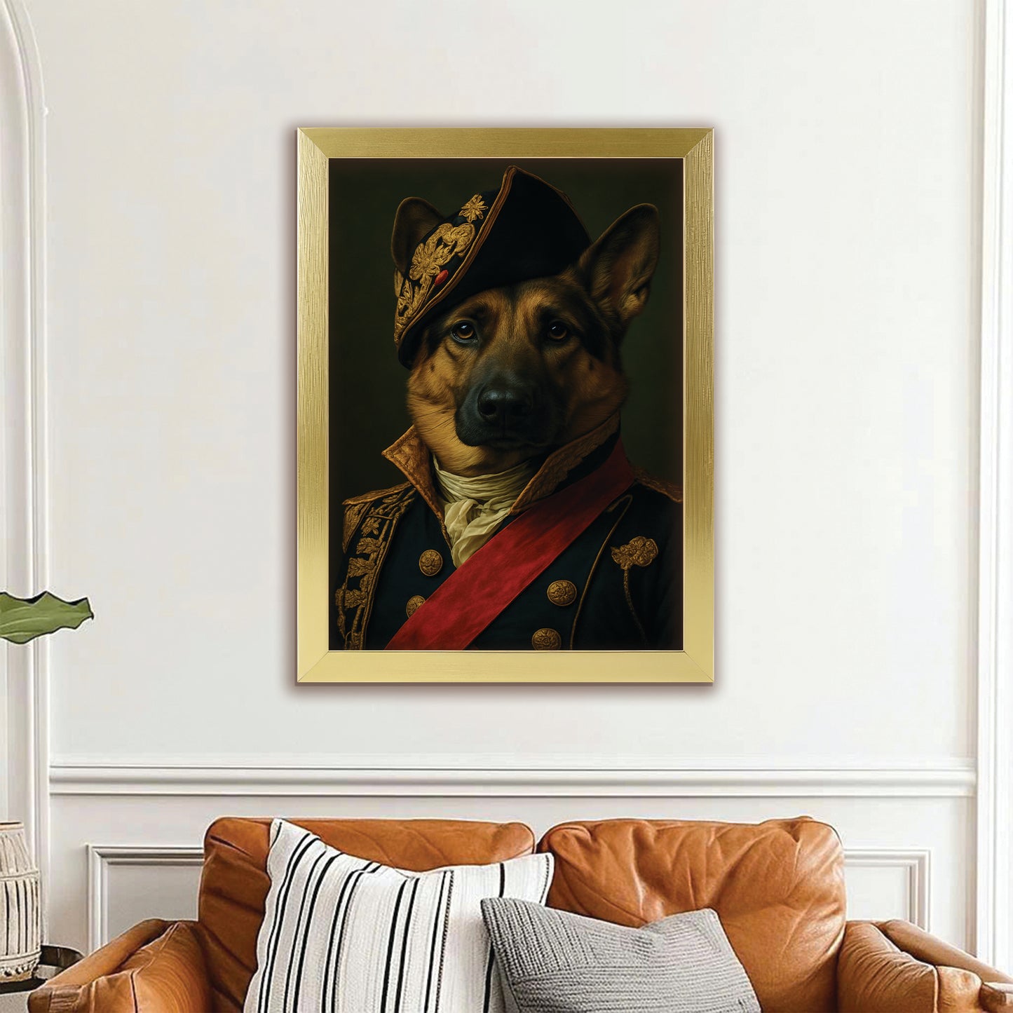 Custom Photo Portrait Royal Dog Canvas Framed Wall Art Gift For Dog Lovers