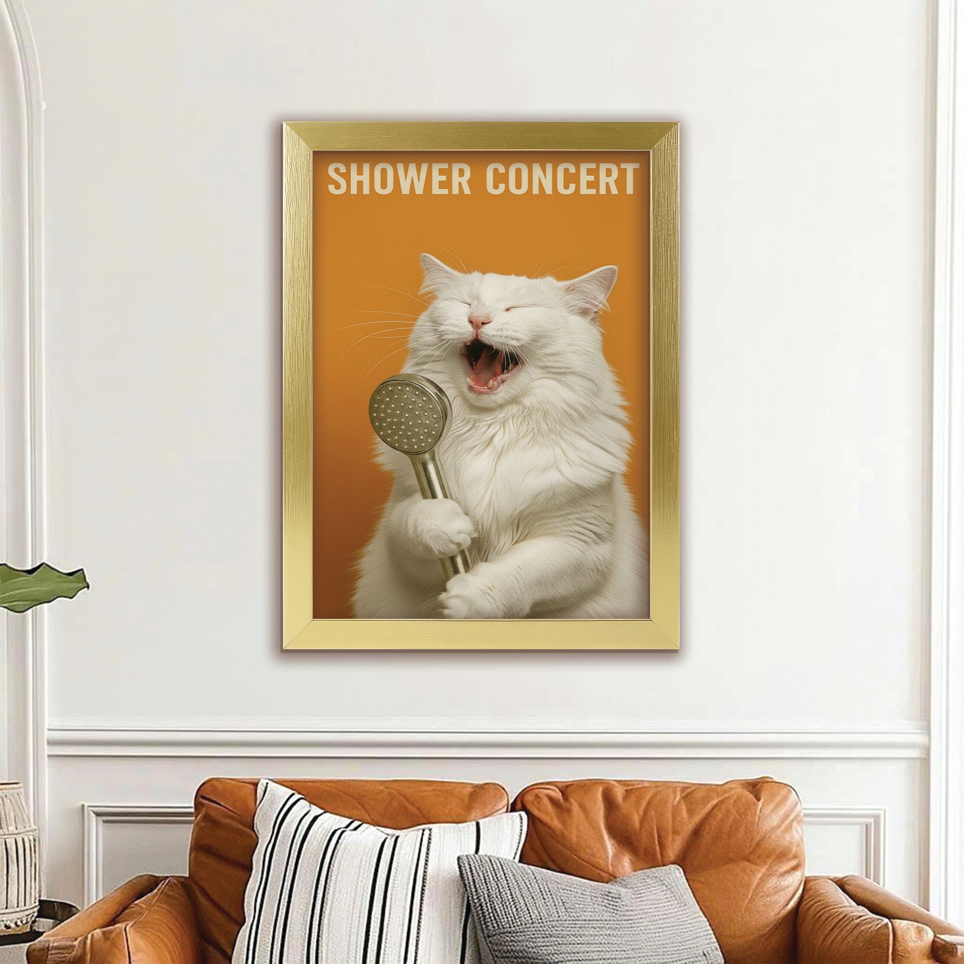 Custom Photo Cat Bathroom Style 32 Canvas Framed Wall Art Gift For Cat Lovers