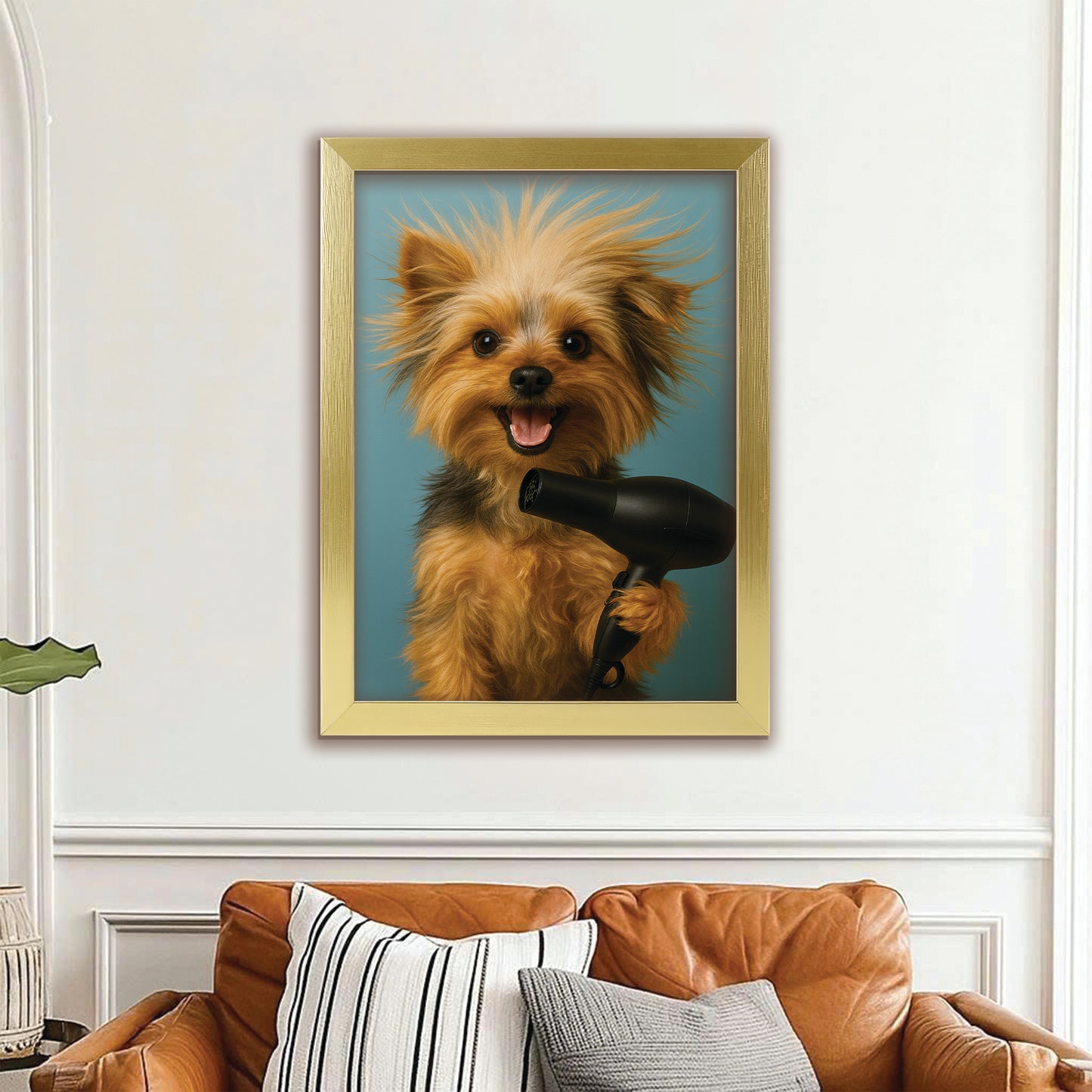 Custom Photo Dog Bathroom Style 35 Canvas Framed Wall Art Gift For Dog Lovers