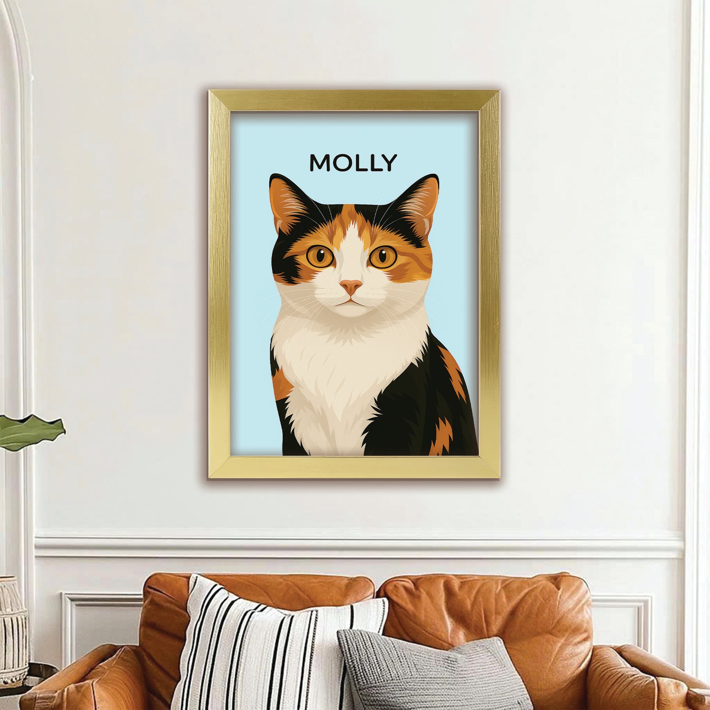 Custom Photo Minimalist Classic Cat Canvas Framed Wall Art Gift For Cat Lovers