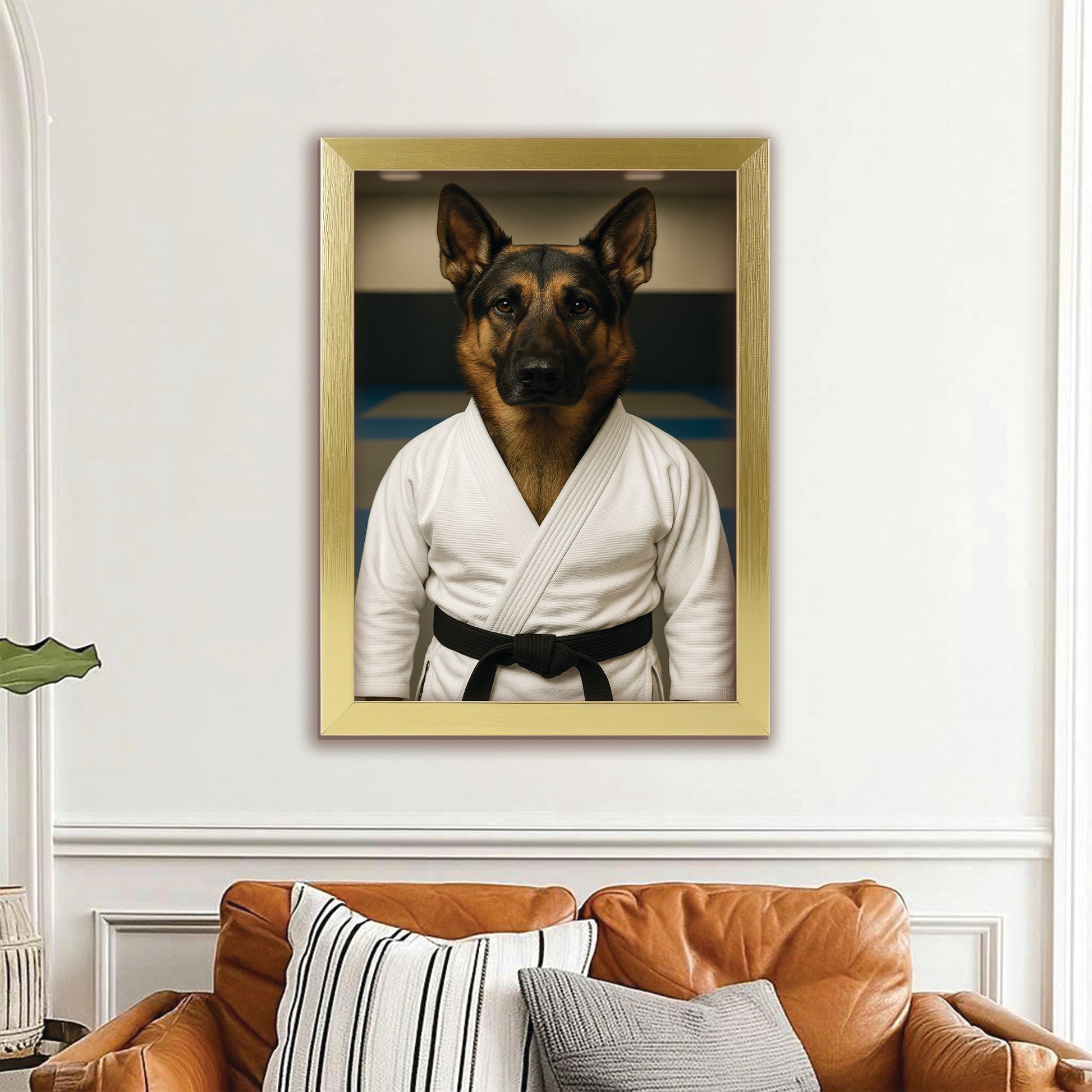 Custom Photo Jiu Jitsu Dog Canvas Framed Wall Art Gift For Dog Lovers