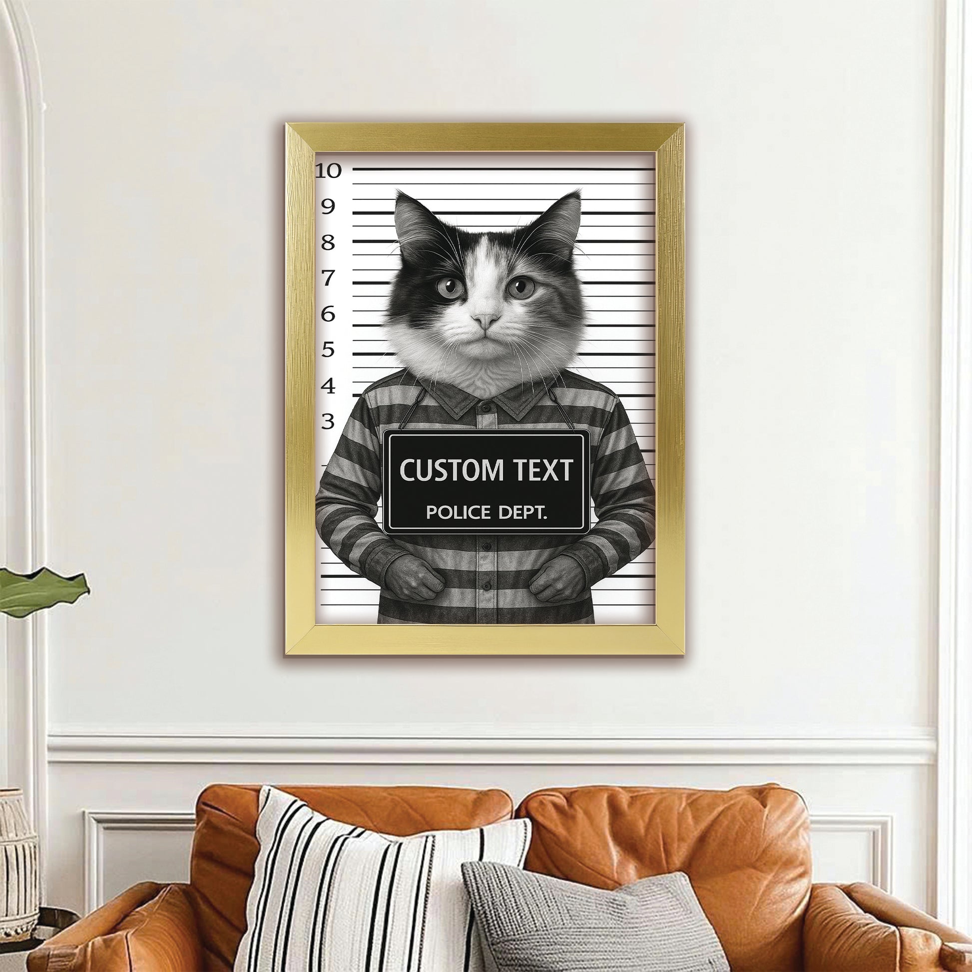 Custom Photo Cat Wanted By Pawlice Canvas Framed Wall Art _ Gifts For Cat Lovers