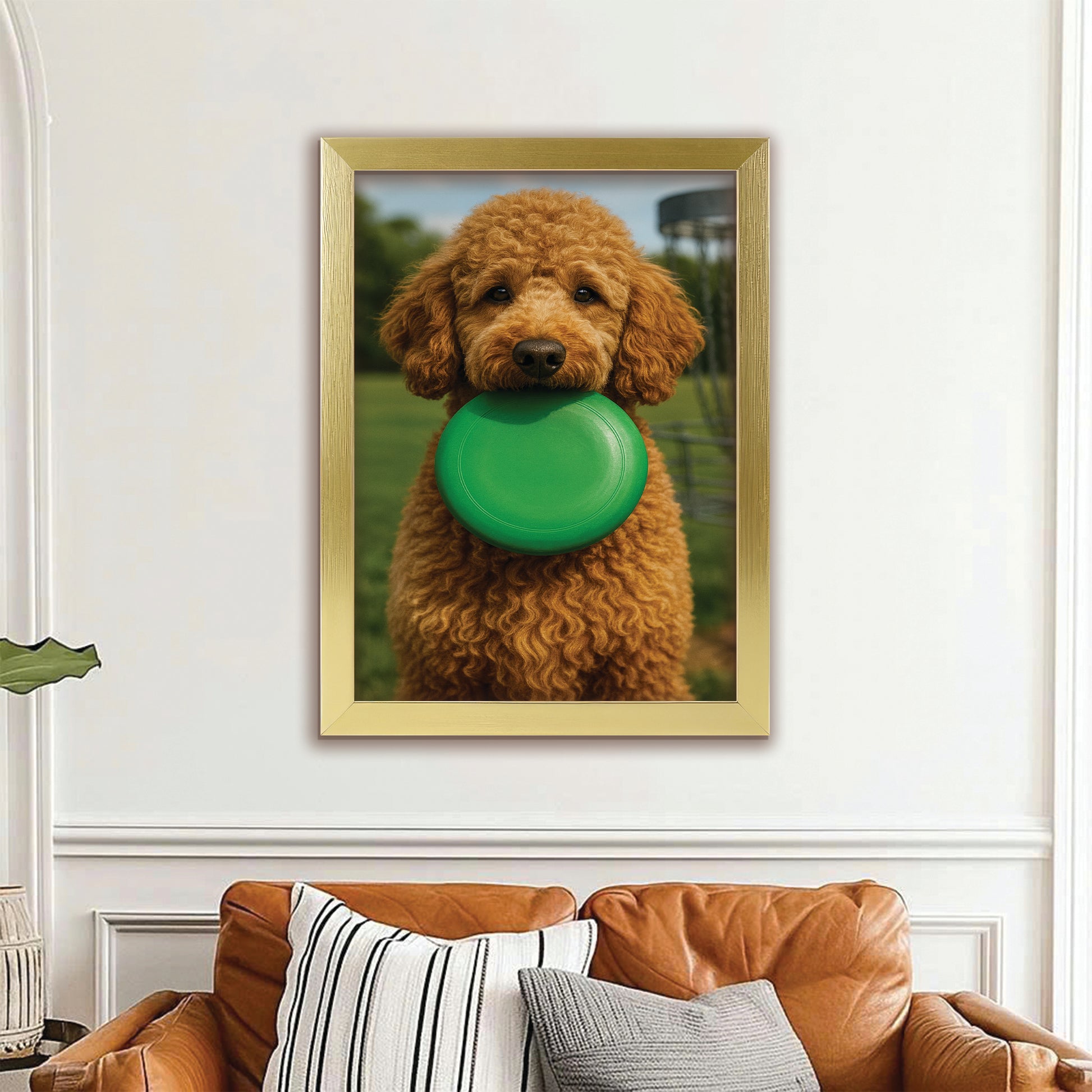 Custom Photo Disc Golf Dog Canvas Framed Wall Art Gift For Dog Lovers