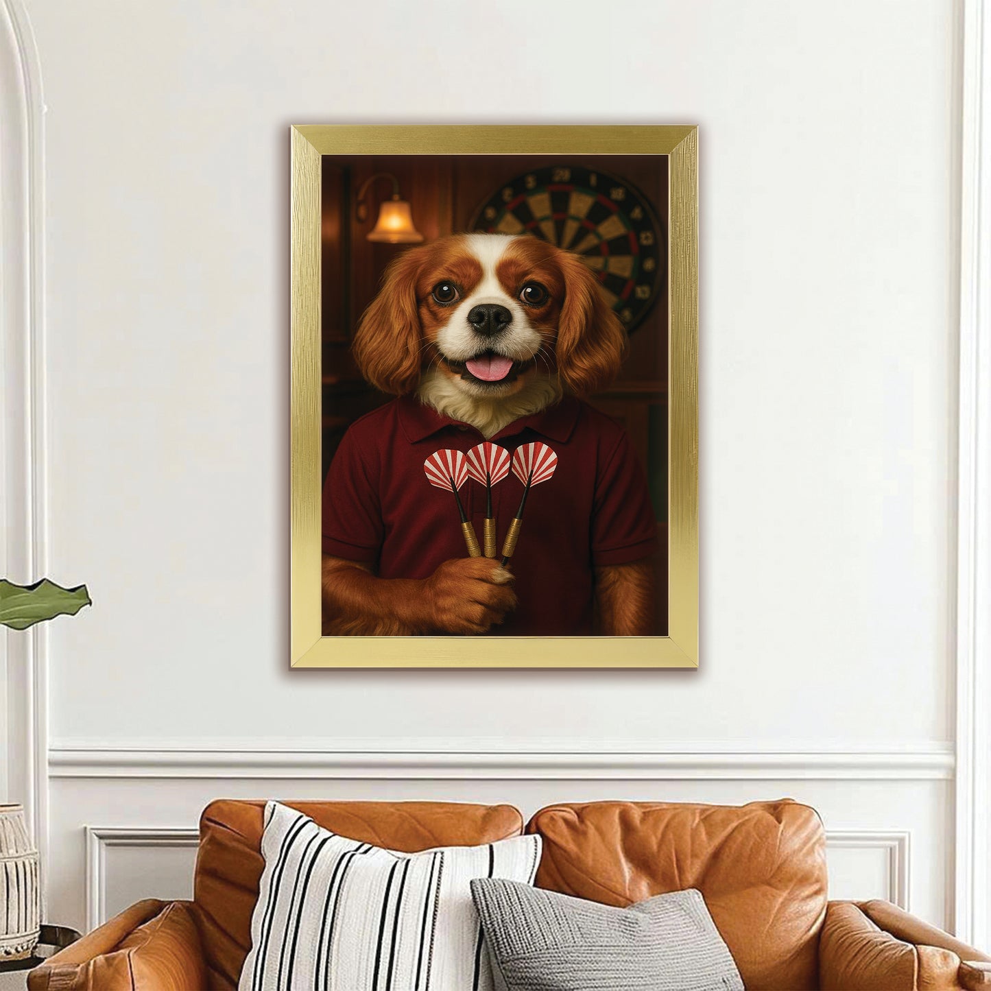 Custom Photo Dart Player Dog Canvas Framed Wall Art Gift For Dog Lovers