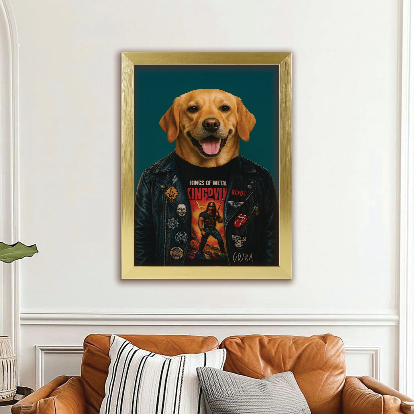 Custom Photo Dog Rock n Roll Canvas Framed Wall Art