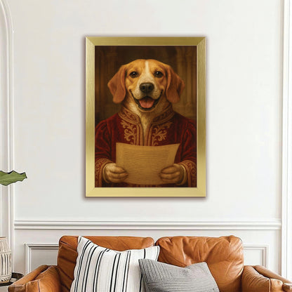 Custom Photo Dog Royal Style 06 Canvas Framed Wall Art Gift For Dog Lovers