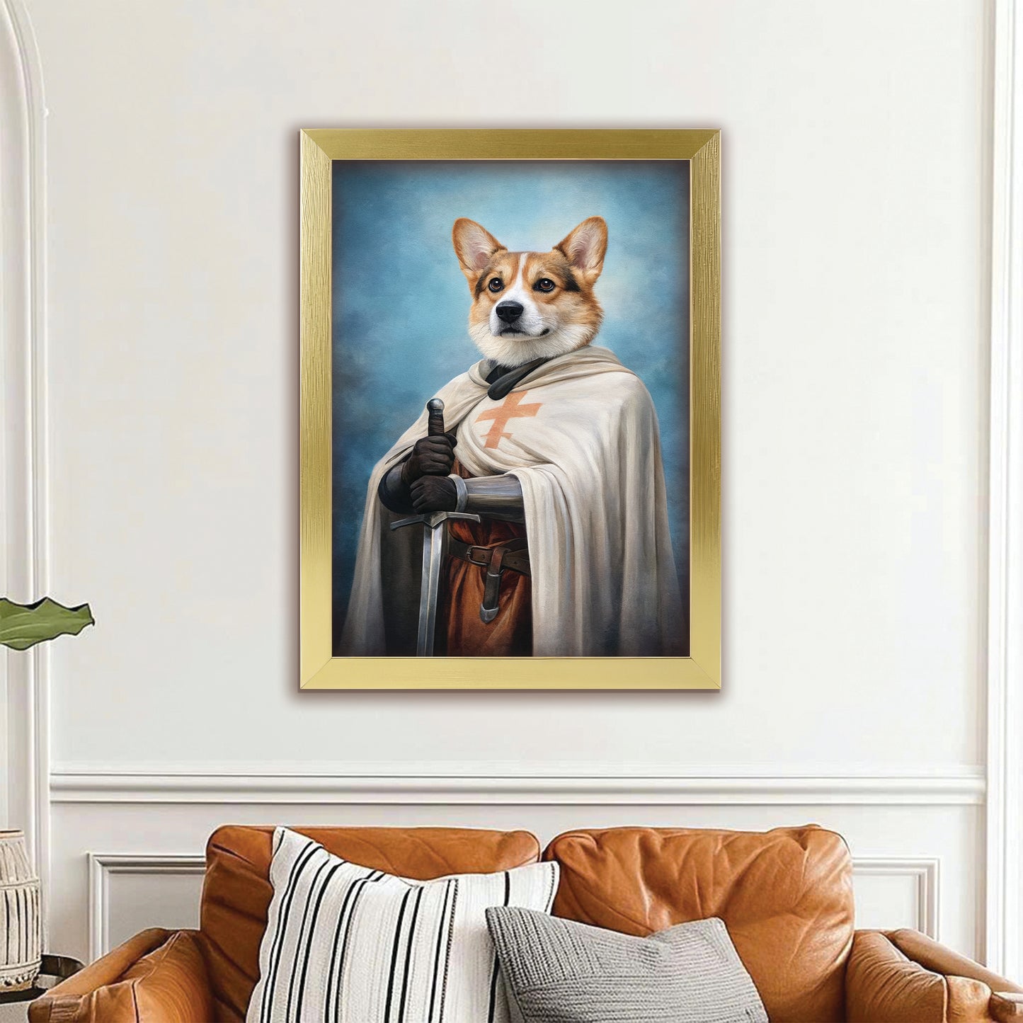 Custom Photo Priest Dog Canvas Framed Wall Art Gift For Dog Lovers