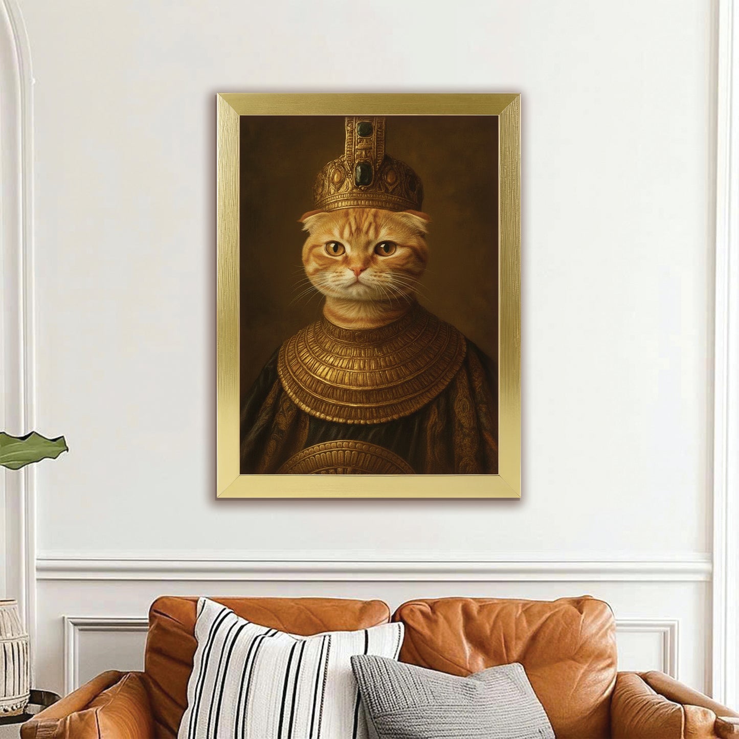 Custom Photo Cat Royal Style 1 Canvas Framed Wall Art Gift For Cat Lovers
