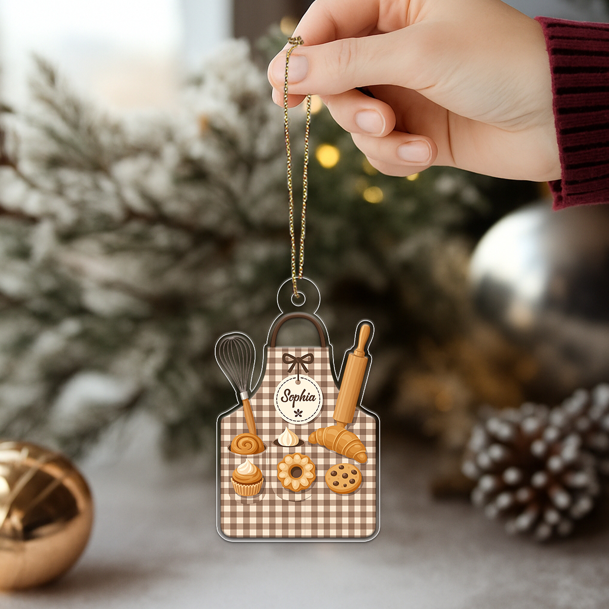 Custom Name Apron For Bakers Acrylic Ornament Christmas Gift