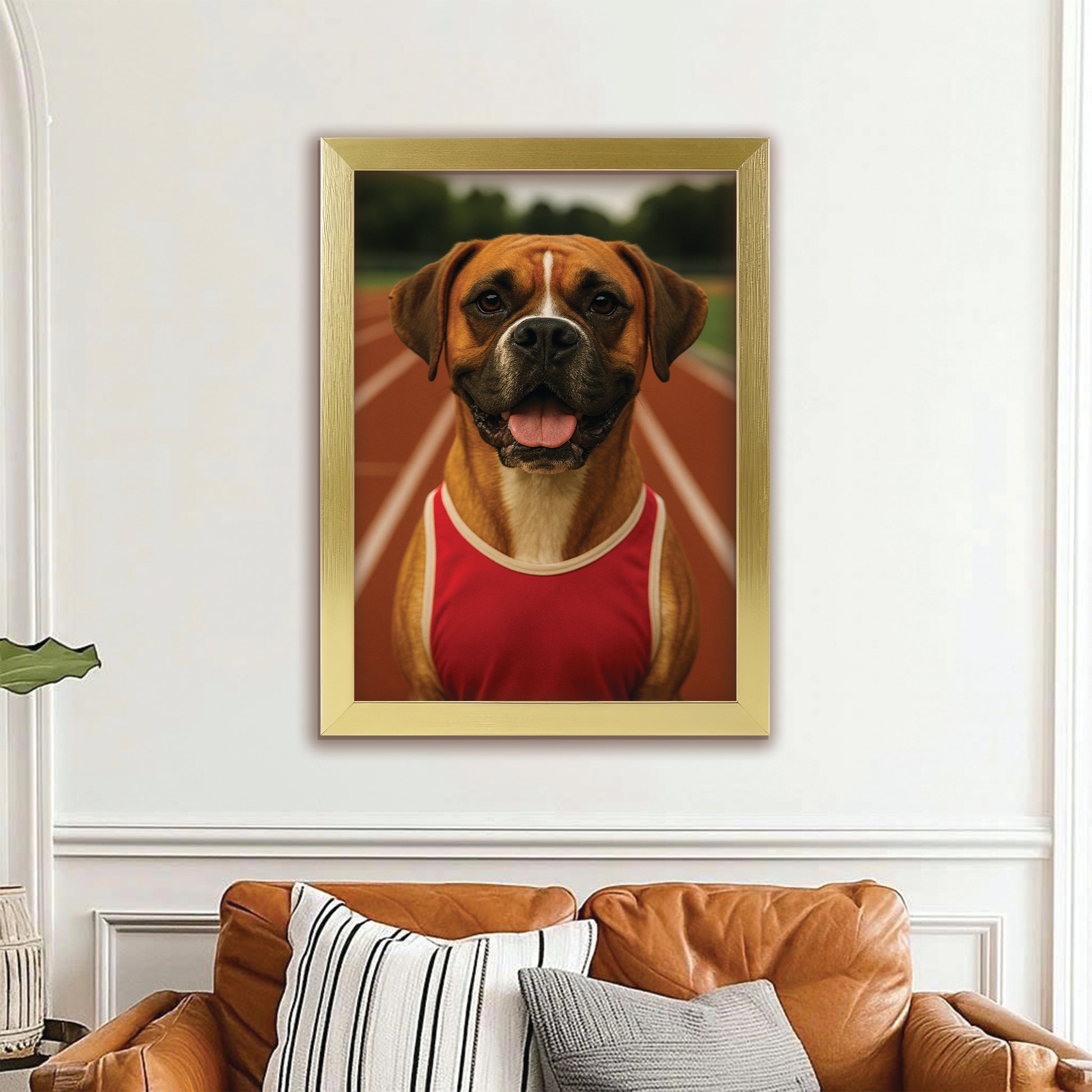 Custom Photo Runner Dog Canvas Framed Wall Art Gift For Dog Lovers