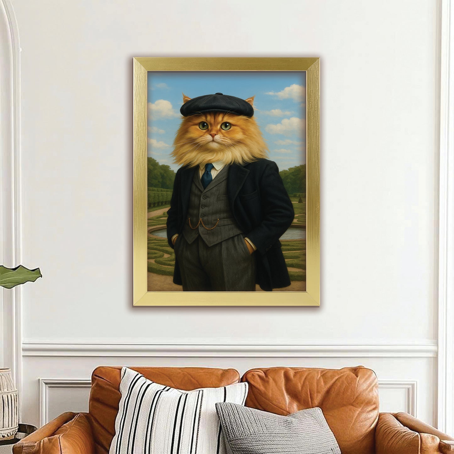 Custom Photo Pawky Blinder Cat Canvas Framed Wall Art