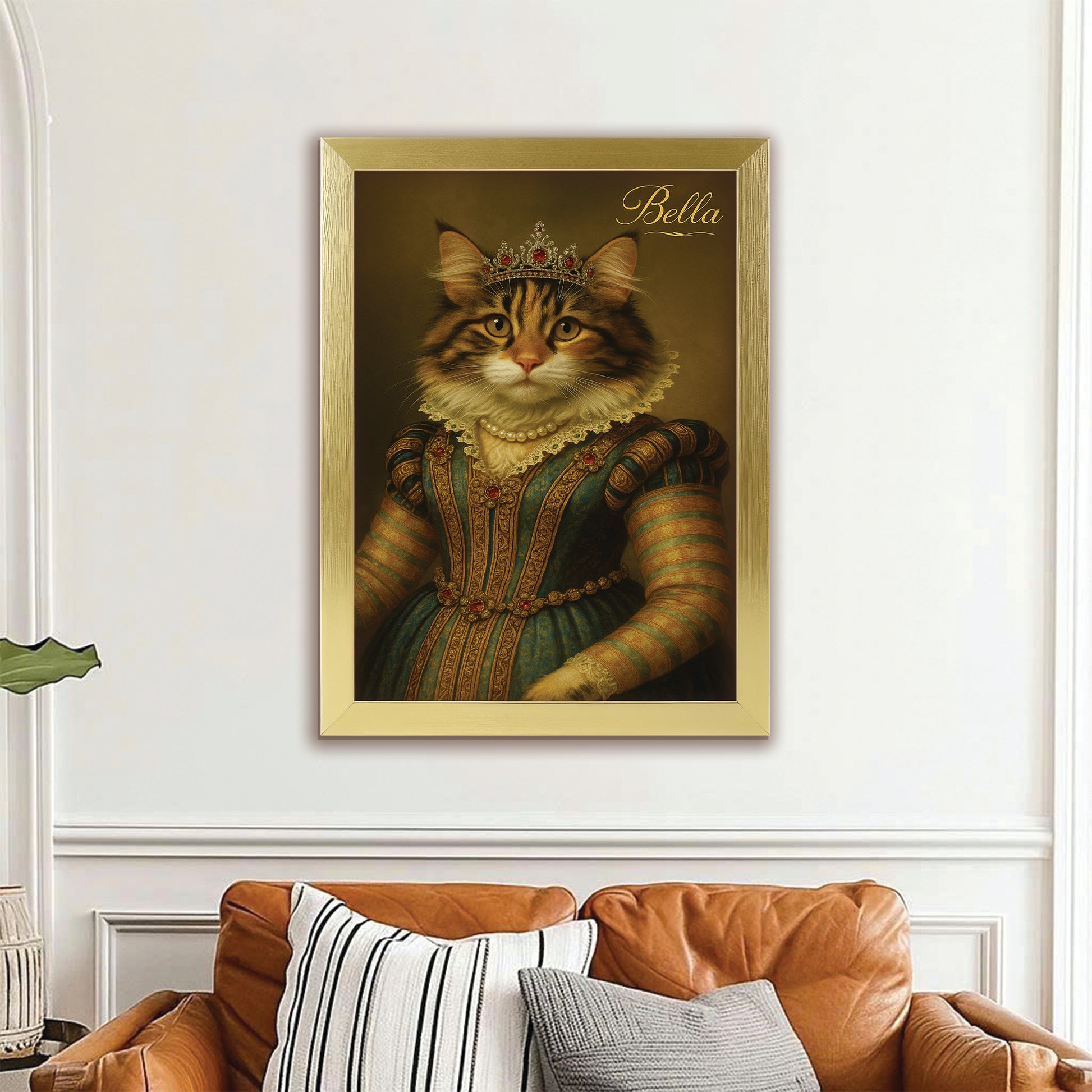 Custom Photo Sapphire Queen Cat Canvas Framed Wall Art Gift For Cat Lovers