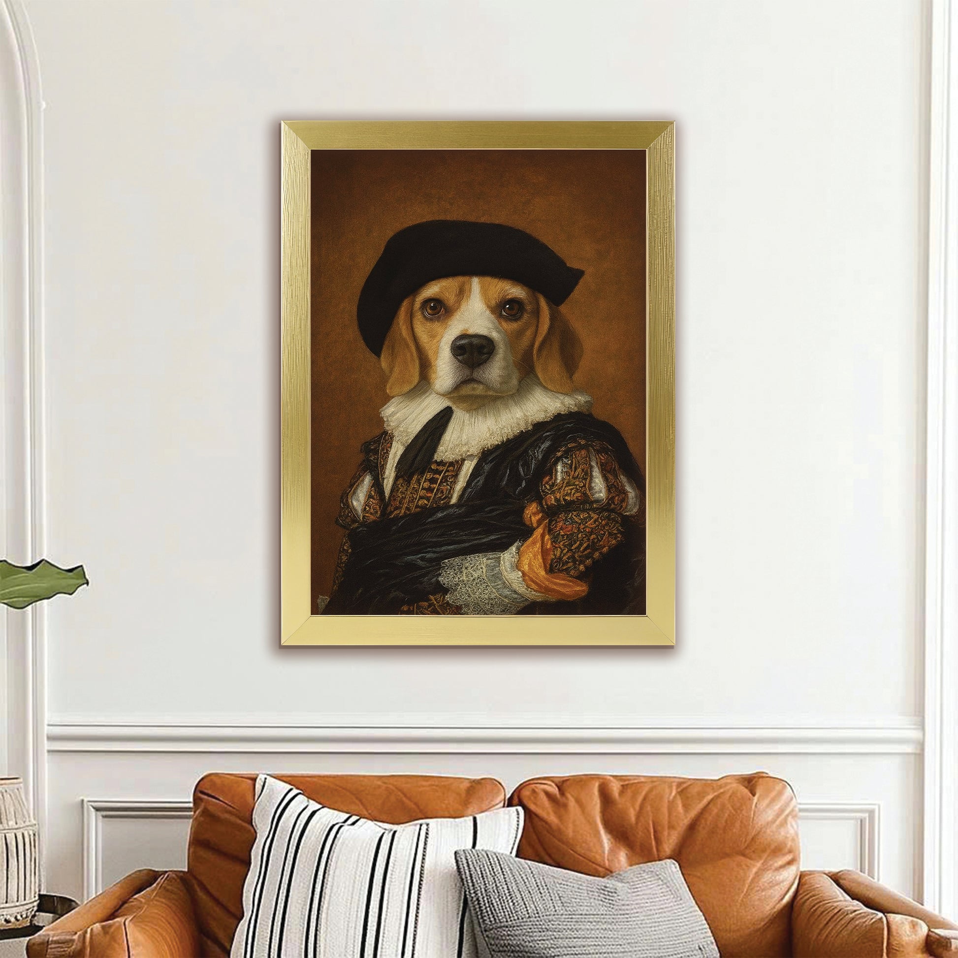 Custom Photo Royal Dog Canvas Framed Wall Art Dog Lover Gifts