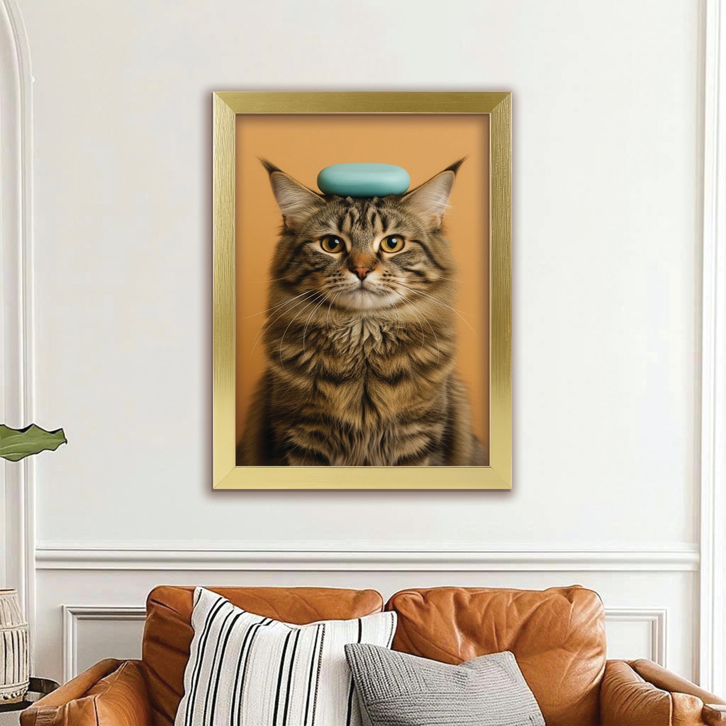 Custom Photo Cat Bathroom Style 24 Canvas Framed Wall Art Gift For Cat Lovers