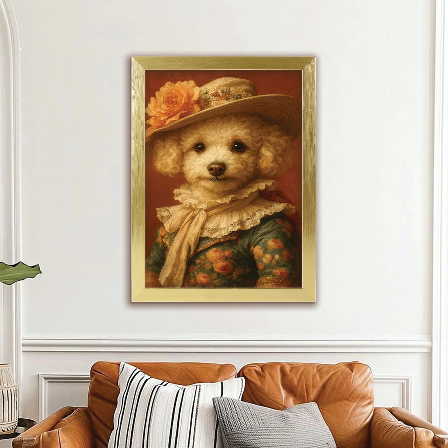 Custom Photo Dog Royal Style 05 Canvas Framed Wall Art Gift For Dog Lovers
