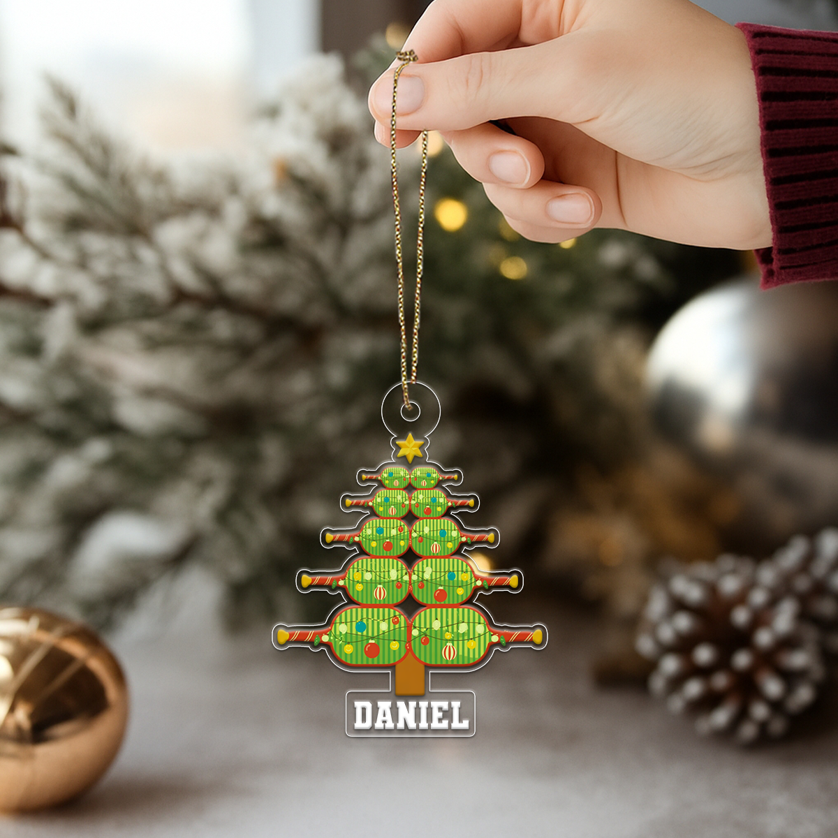 Custom Name Pickleball Xmas Tree Acrylic Ornament Christmas Gift