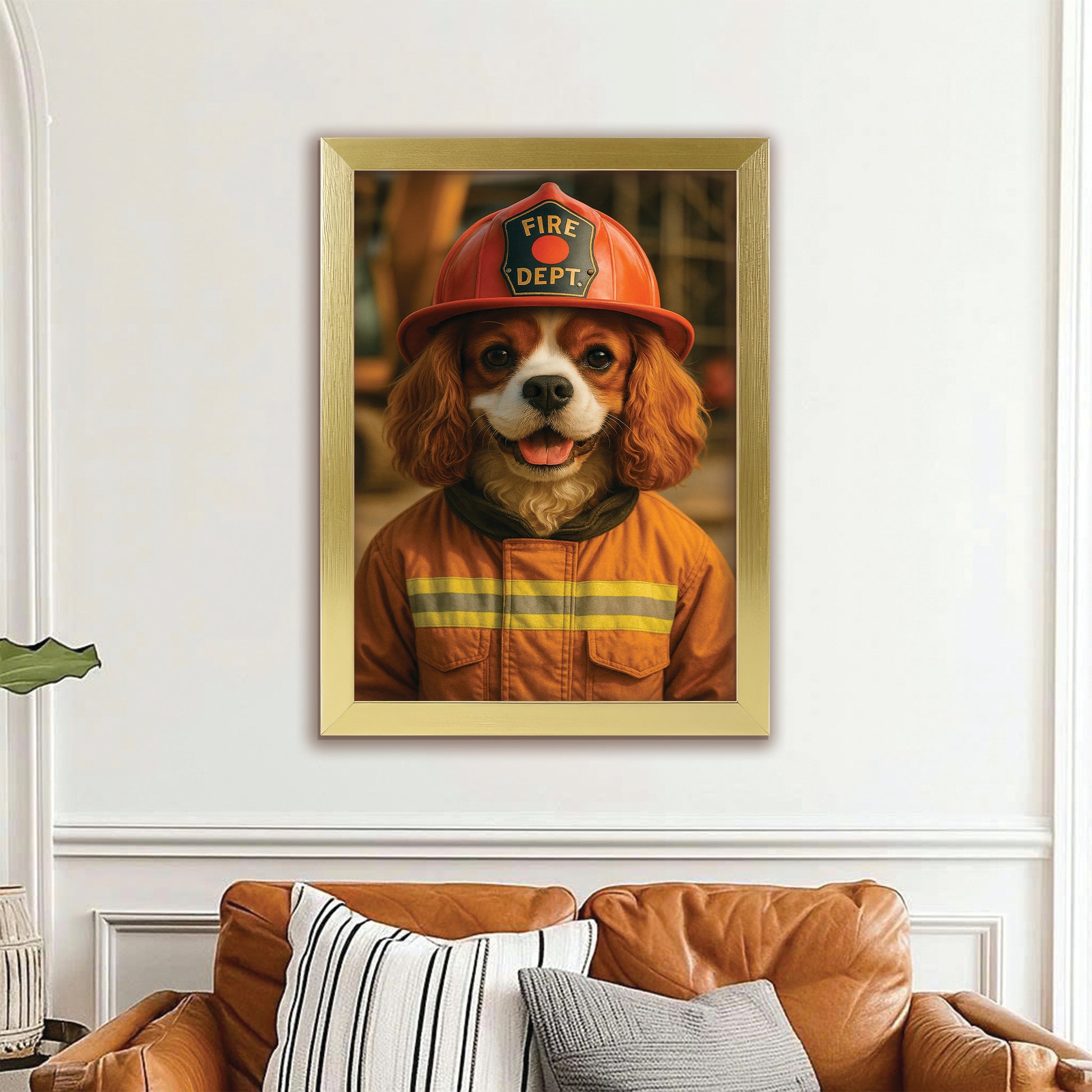 Custom Photo Construction Builder Canvas Framed Wall Art Gift For Dog Lovers