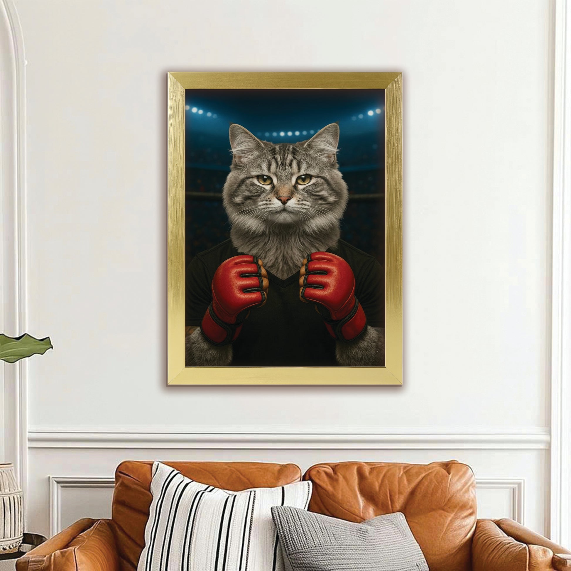Custom Photo Mma Cat Canvas Framed Wall Art Gift For Cat Lovers