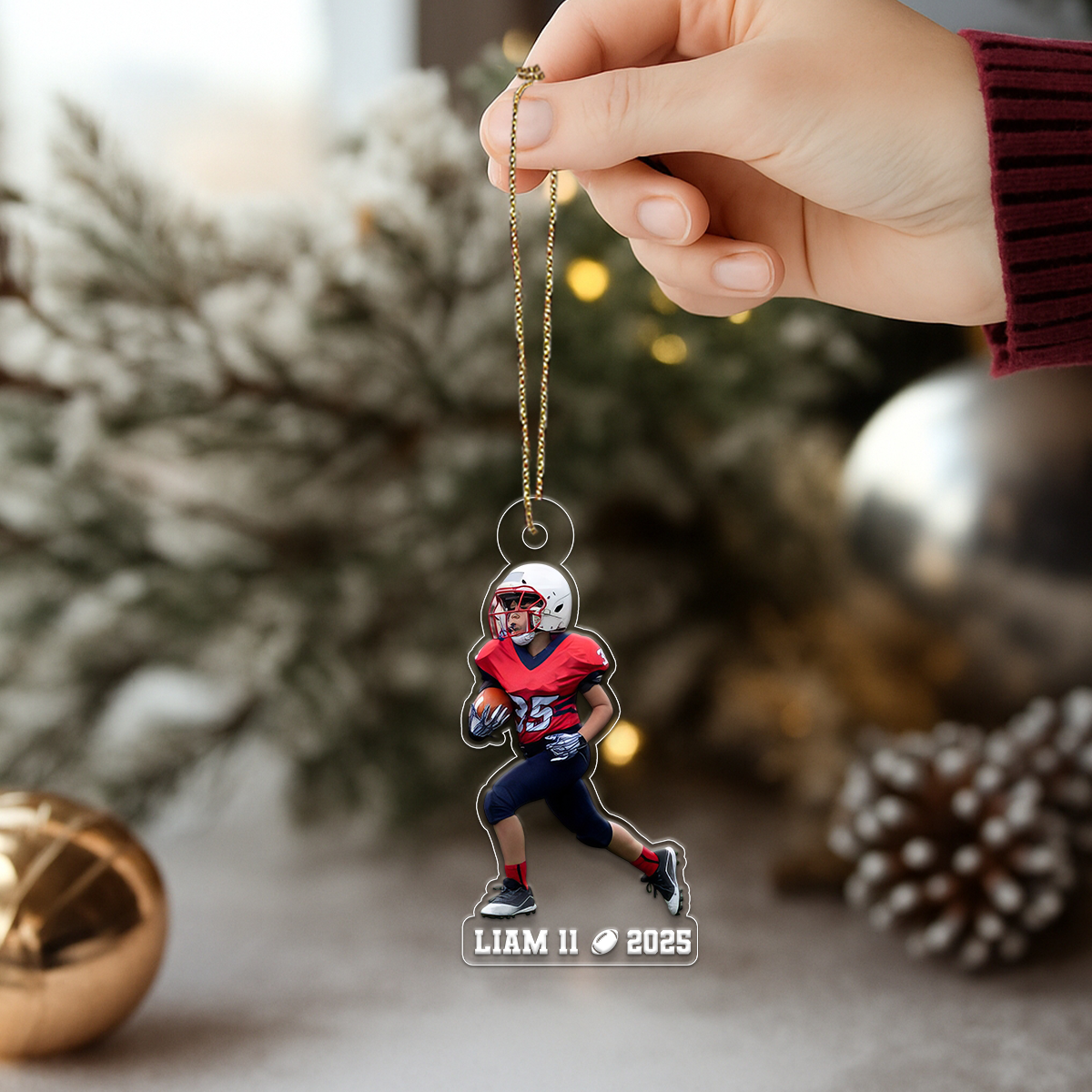 Custom Name Football Player With Name Acrylic Ornament Christmas Gift