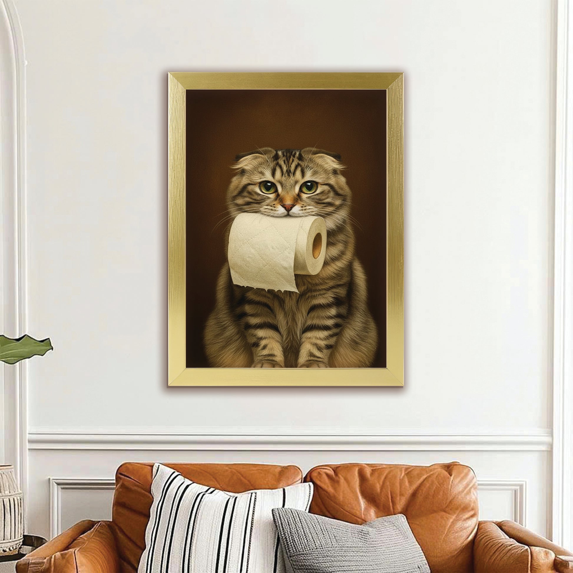Custom Photo Cat Bathroom Style 18 Canvas Framed Wall Art Gift For Cat Lovers