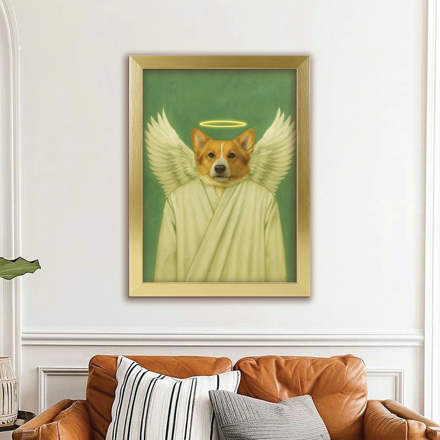 Custom Photo Angel Dog Canvas Framed Wall Art Memorial Gift For Dog