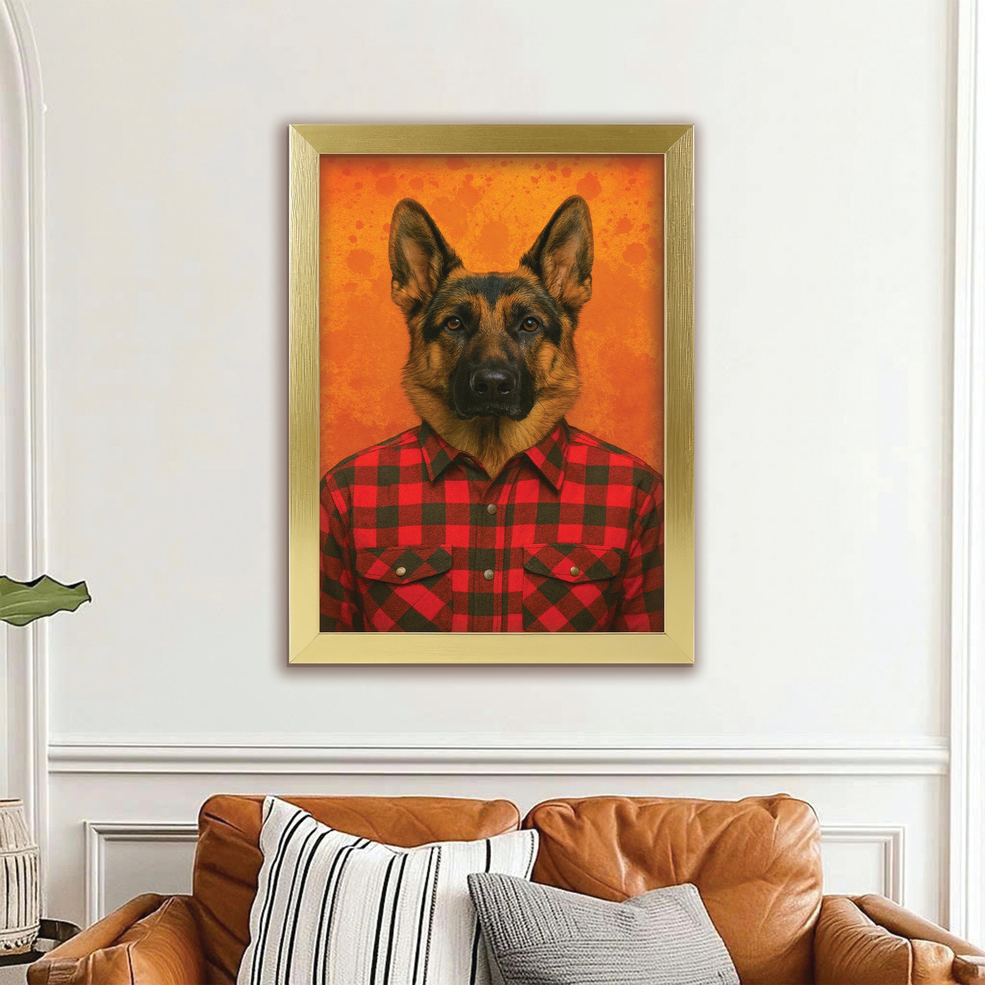 Custom Photo Dog In Red Shirt Canvas Framed Wall Art Gift For Dog Lovers