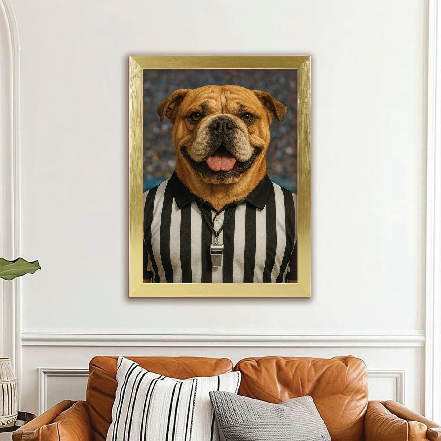 Custom Photo Referee Dog Canvas Framed Wall Art Gift For Dog Lovers