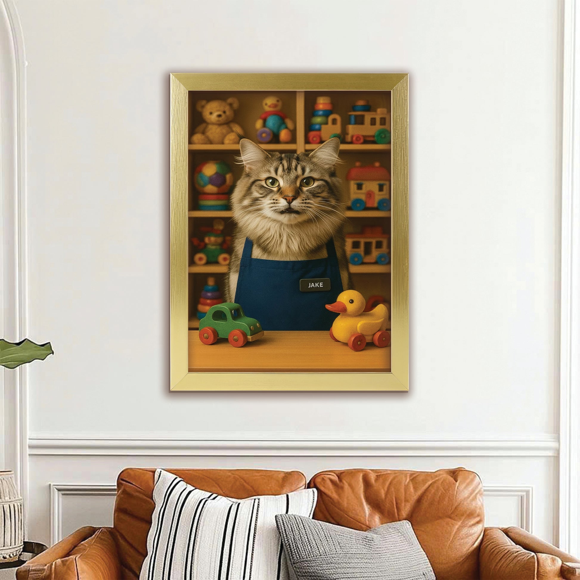 Custom Photo Toy Store Cat Canvas Framed Wall Art Gift For Cat Lovers