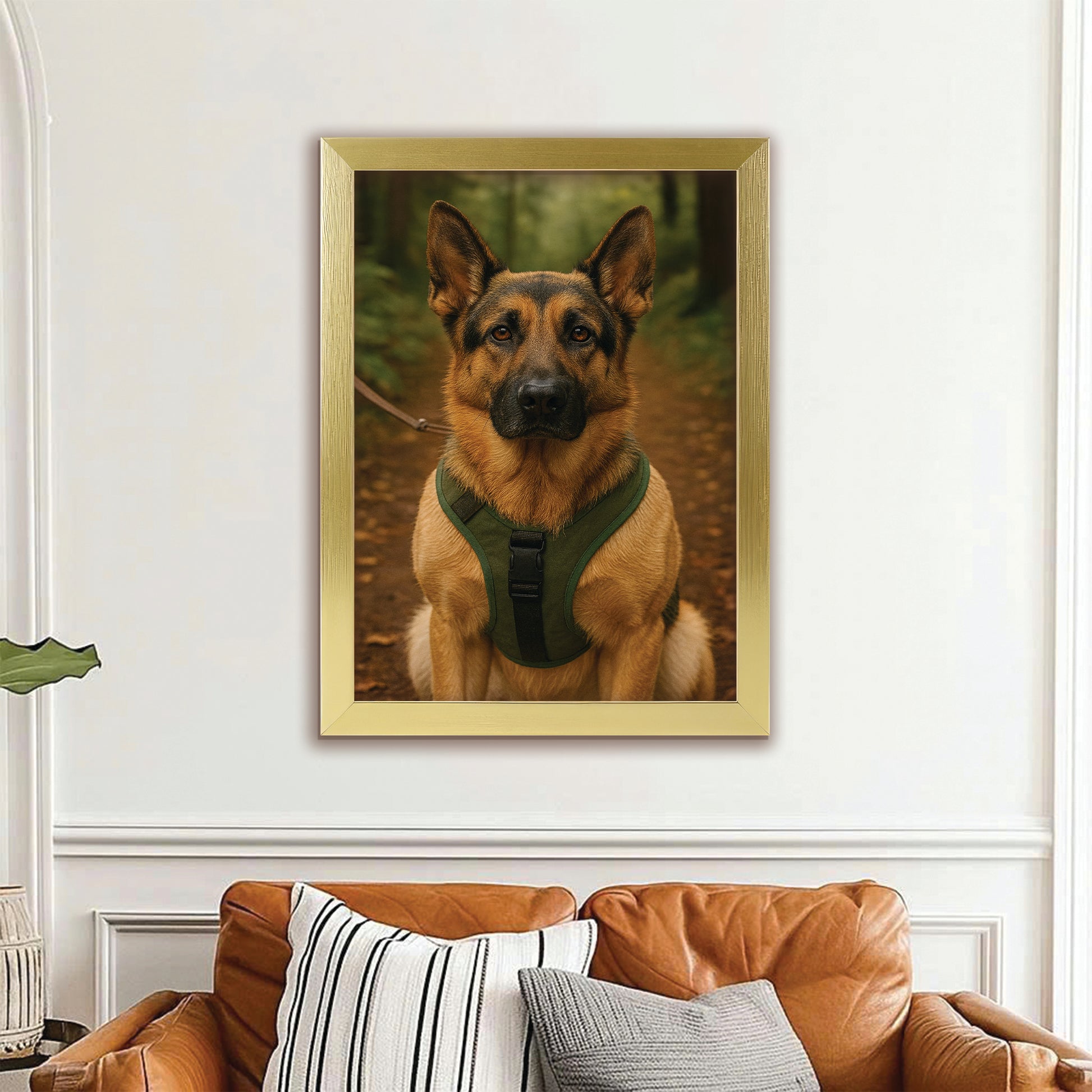 Custom Photo Hiking Dog Canvas Framed Wall Art Gift For Dog Lovers