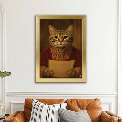 Custom Photo Cat Royal Style 06 Canvas Framed Wall Art Gift For Cat Lovers