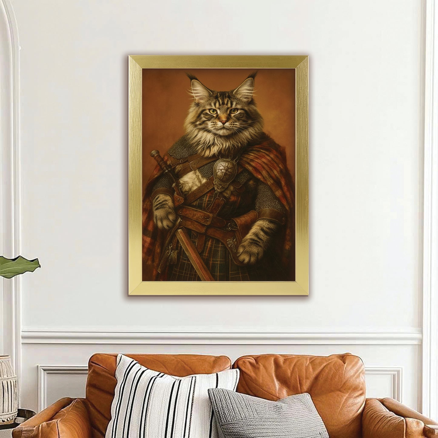Custom Photo Royal Knight Cat Canvas Framed Wall Art Gift For Cat Lovers