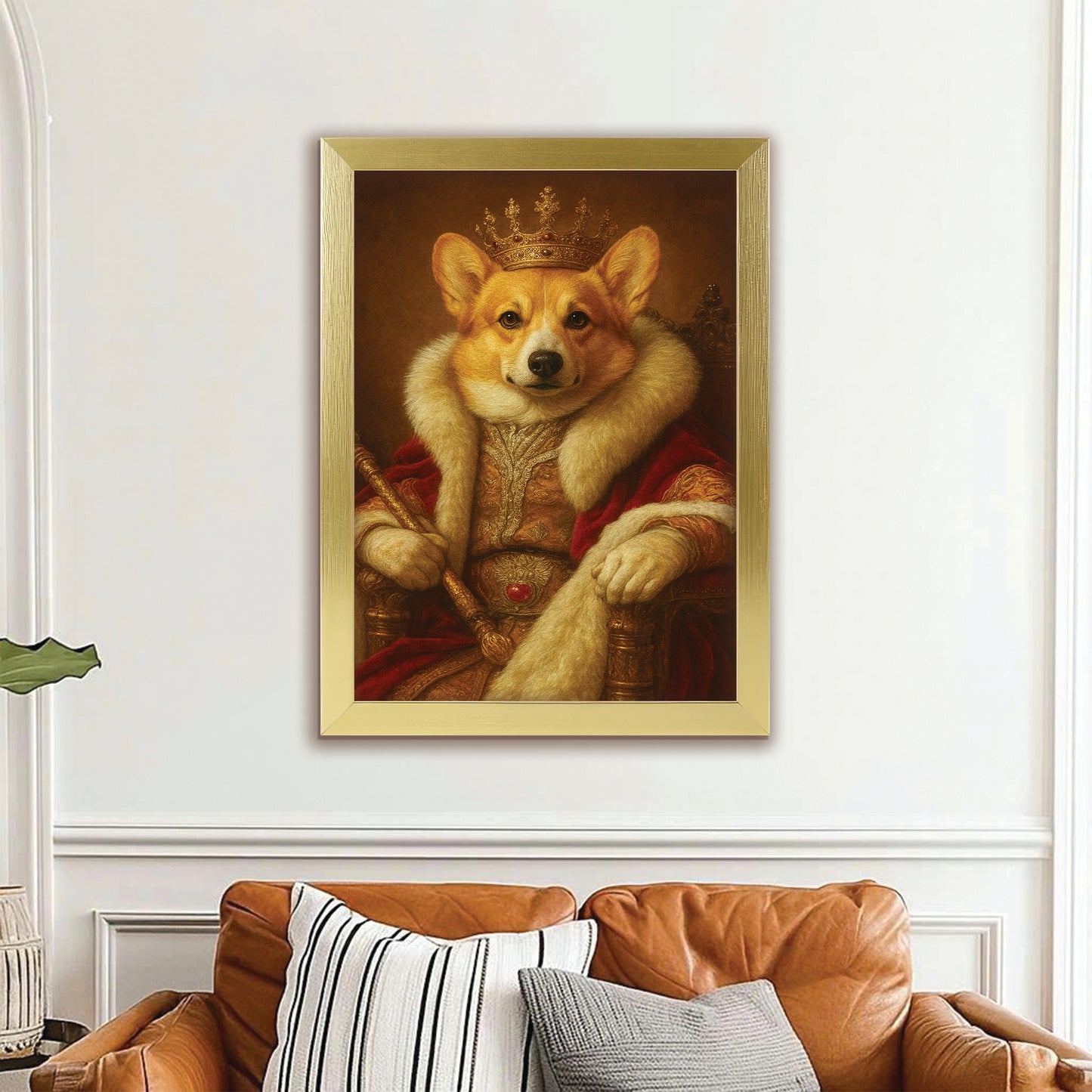 Custom Photo King Royal With Crown Dog Canvas Framed Wall Art Gift For Dog Lovers