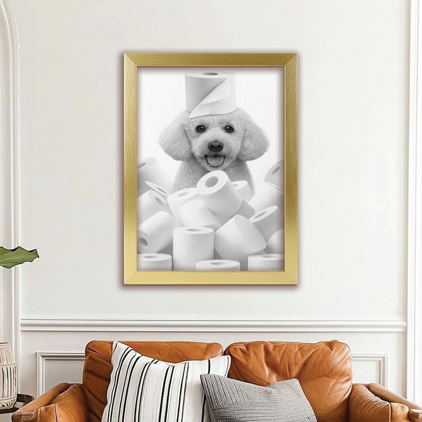 Custom Photo Dog Bathroom Canvas Framed Wall Art