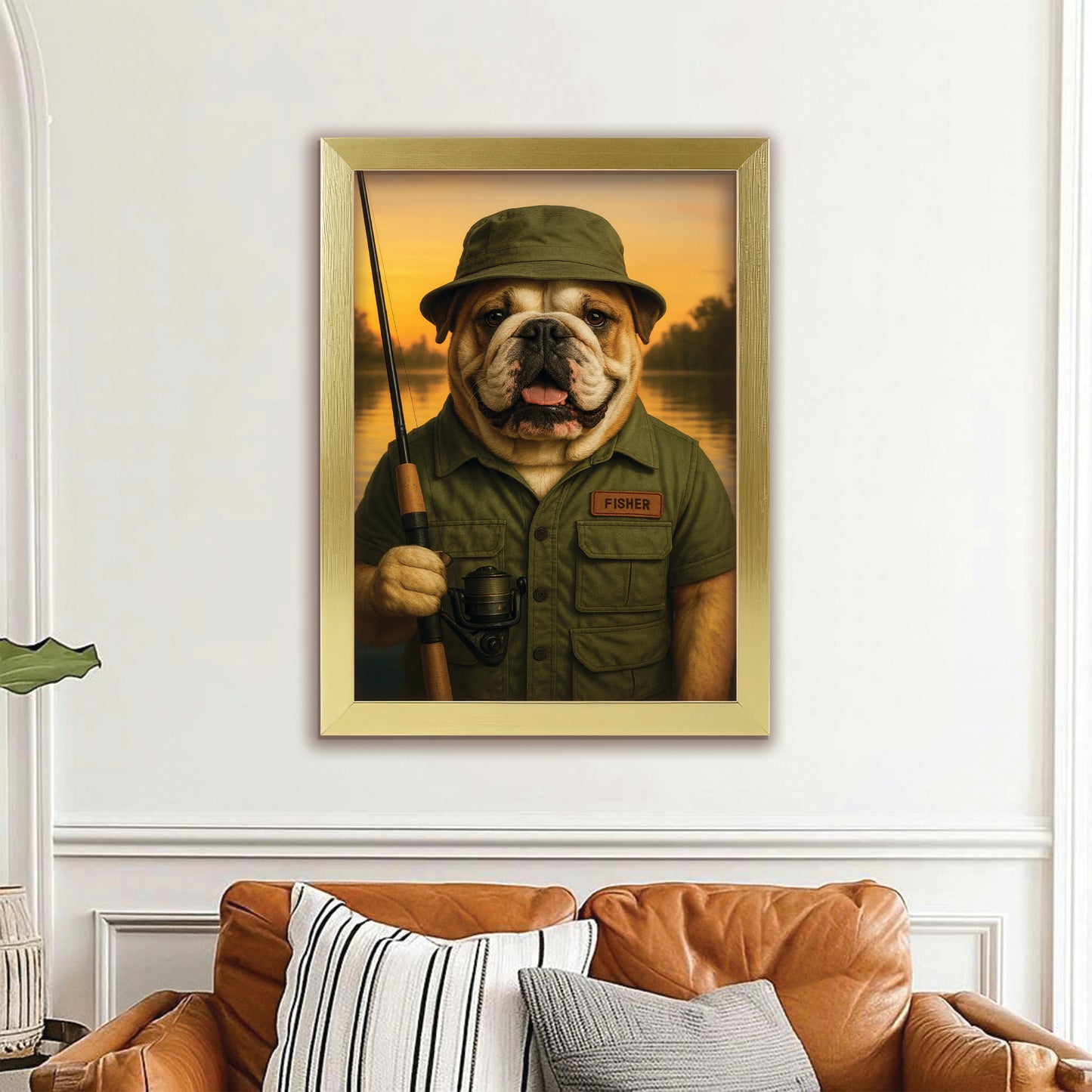 Custom Photo Fisher Dog Canvas Framed Wall Art Gift For Dog Lovers