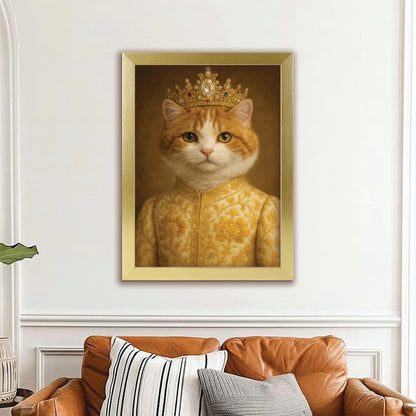 Custom Photo Cat Royal Style 09 Canvas Framed Wall Art Gift For Cat Lovers