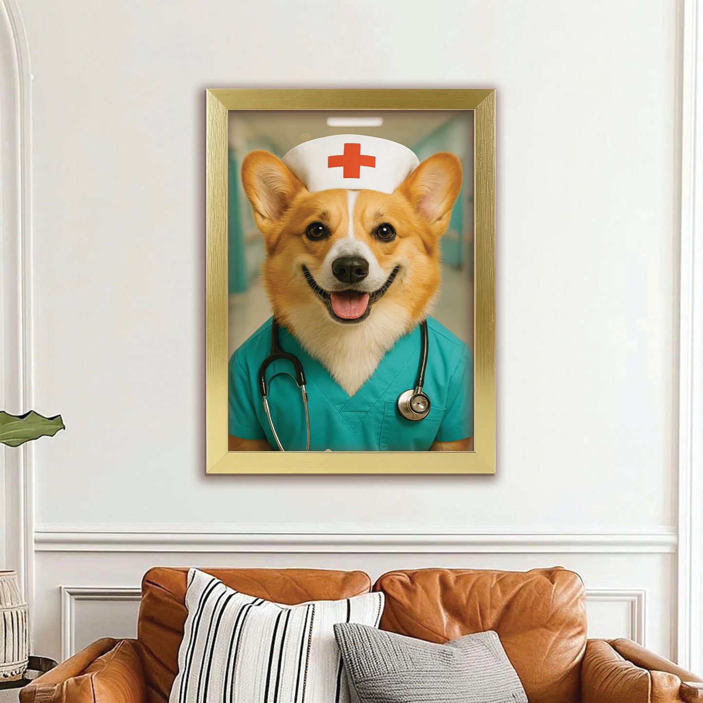 Custom Photo Nurse Dog Canvas Framed Wall Art Gift For Dog Lovers