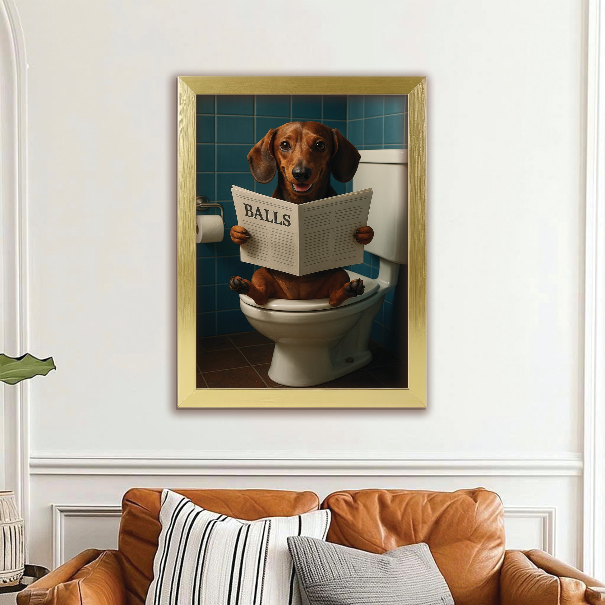 Custom Photo Dog Bathroom Style 7 Canvas Framed Wall Art Gift For Dog Lovers
