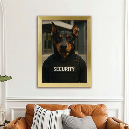 Custom Photo Security Guard Dog Canvas Framed Wall Art Gift For Dog Lovers