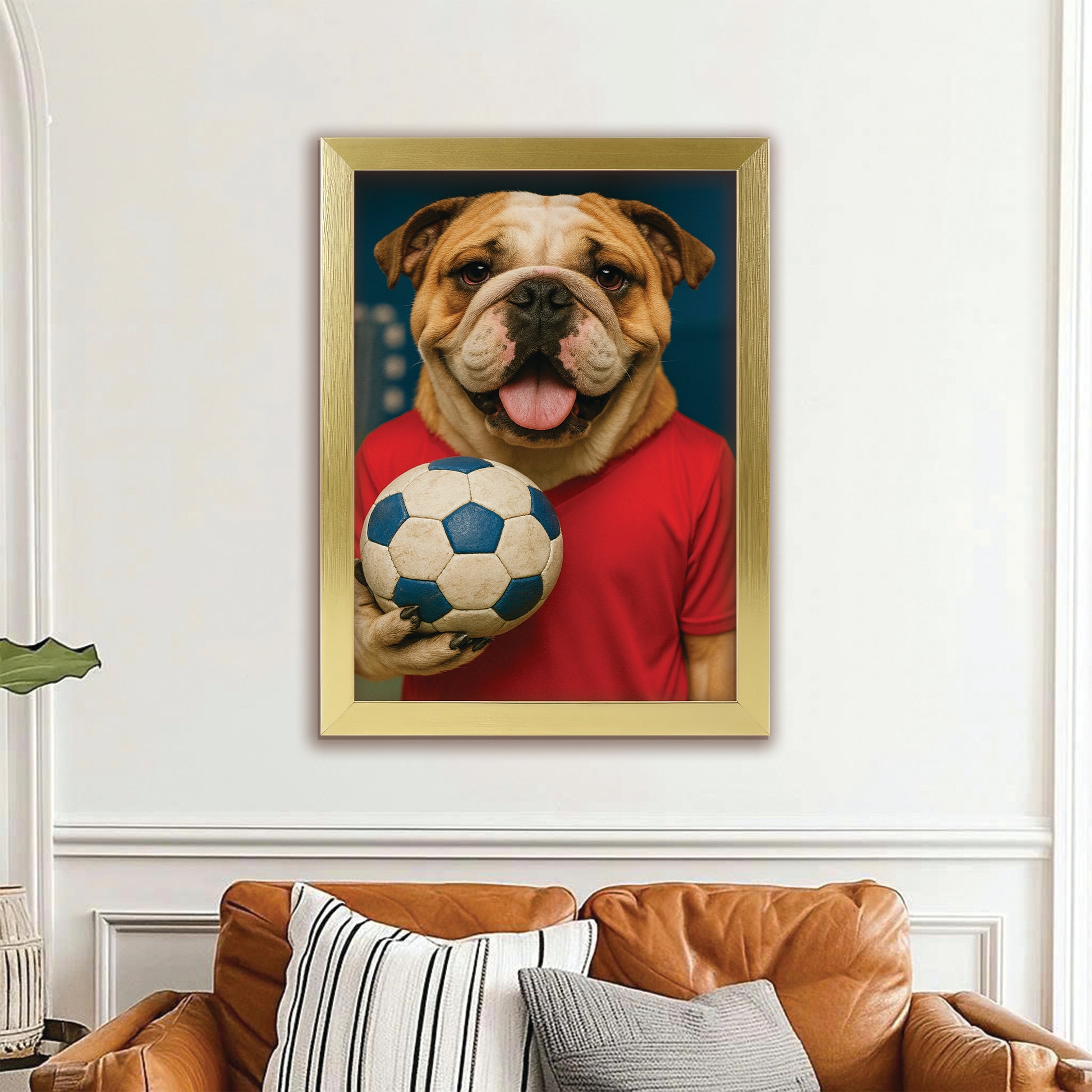 Custom Photo Handball Dog Canvas Framed Wall Art
