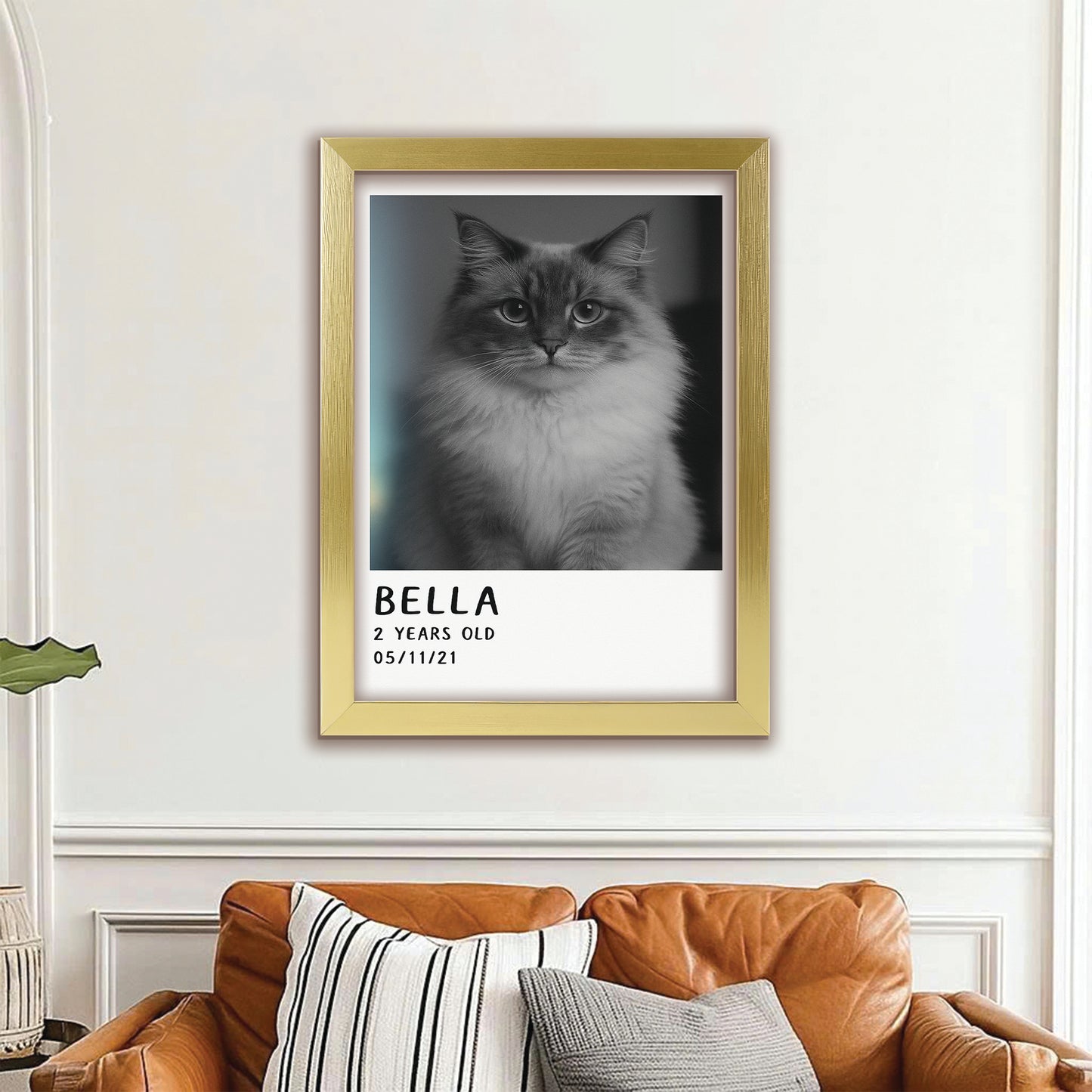 Custom Photo Polaroid Film Canvas Framed Wall Art Gift For Cat Lovers