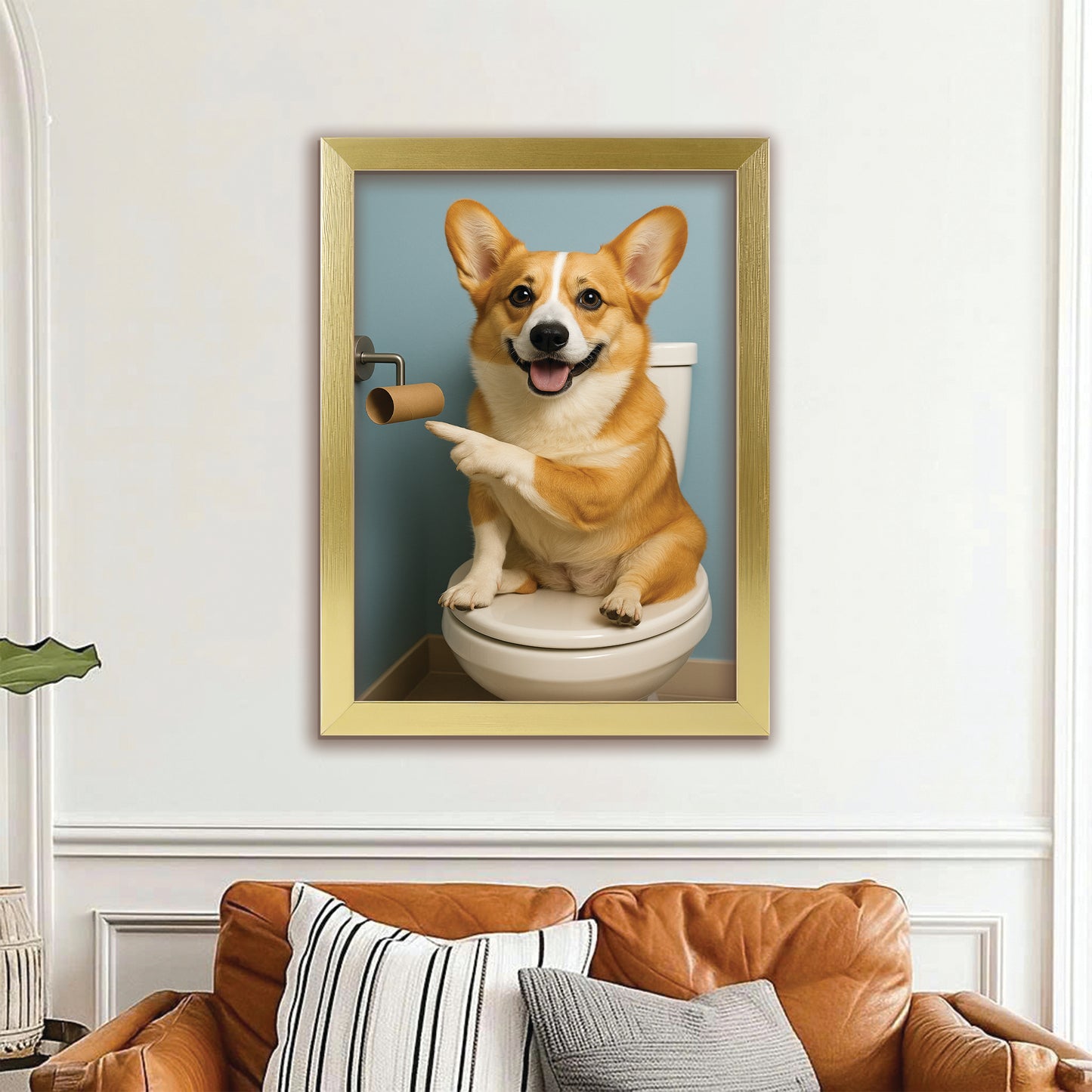 Custom Photo Dog Bathroom Style 33 Canvas Framed Wall Art Gift For Dog Lovers