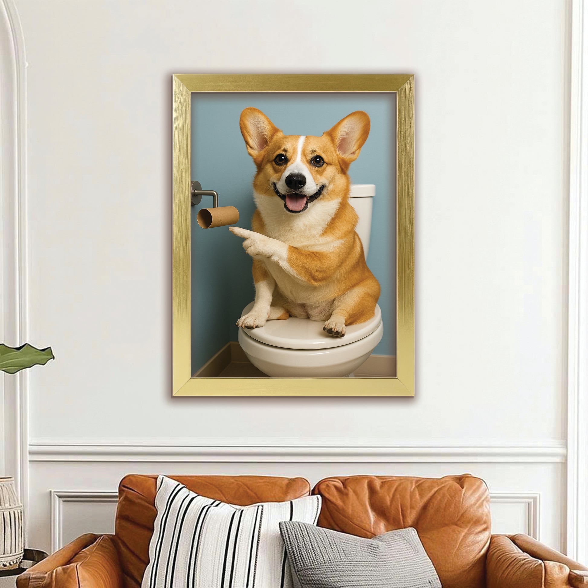 Custom Photo Dog Bathroom Style 33 Canvas Framed Wall Art Gift For Dog Lovers