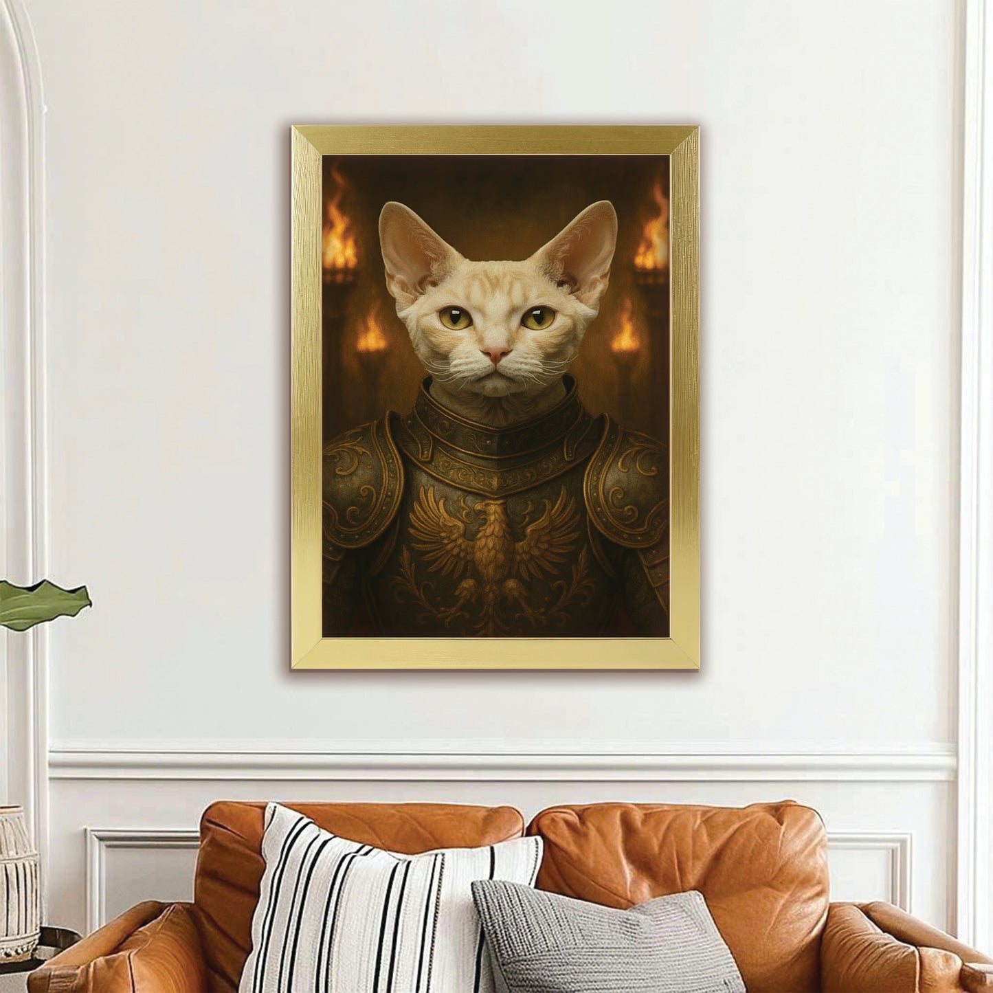 Custom Photo Cat Knight Royal Canvas Framed Wall Art Gift For Cat Lovers