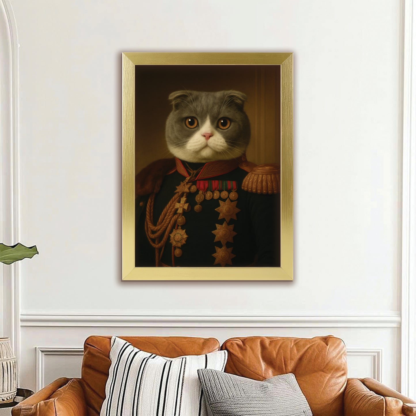 Custom Photo Cat Royal King Canvas Framed Wall Art _ Gift For Cat Lovers