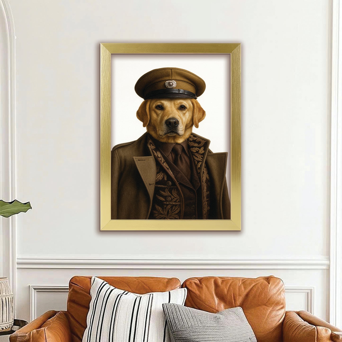 Custom Photo Captain Dog Canvas Framed Wall Art