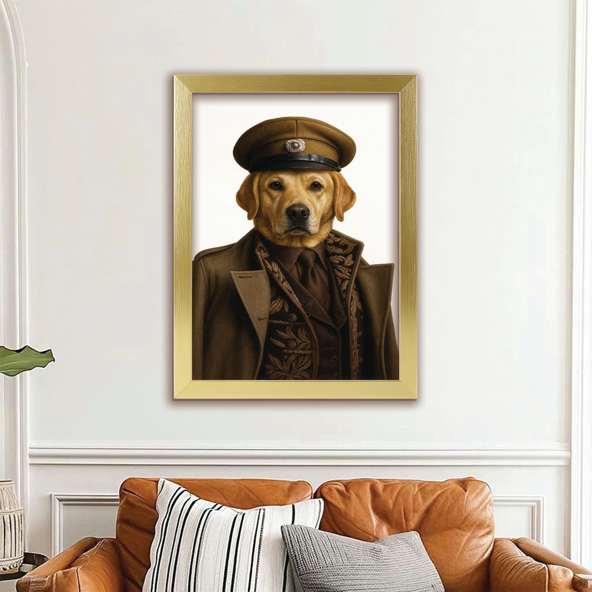 Custom Photo Captain Dog Canvas Framed Wall Art