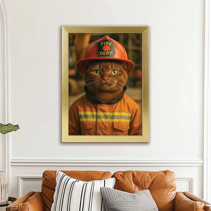 Custom Photo Construction Builder Canvas Framed Wall Art Gift For Cat Lovers
