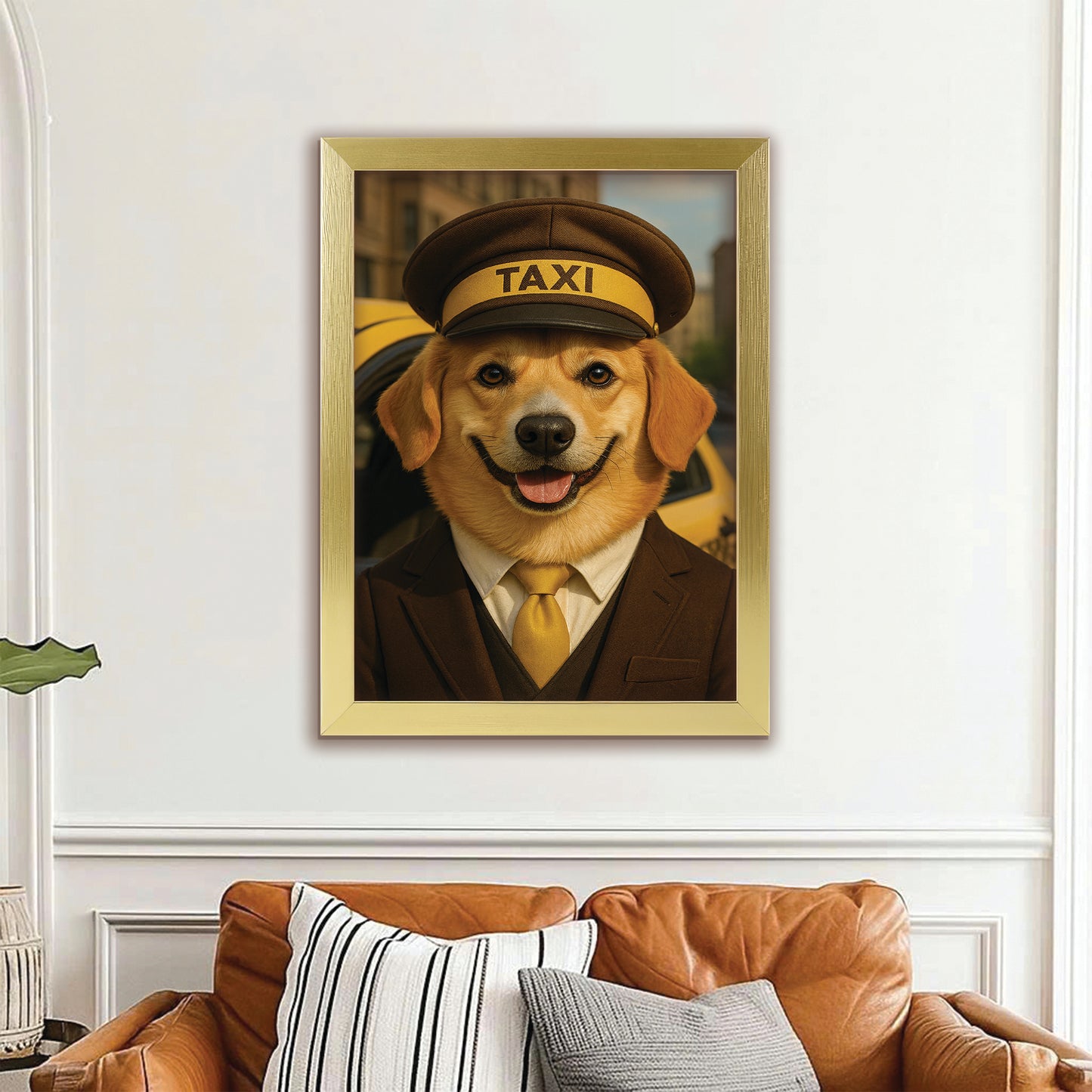 Custom Photo Taxi Driver Dog Canvas Framed Wall Art Gift For Dog Lovers